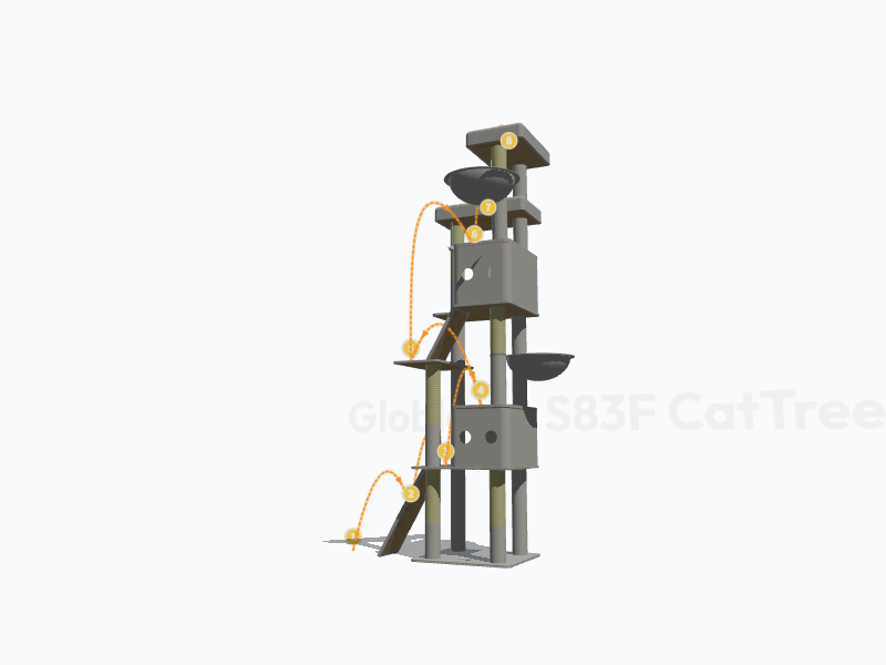 83-inch Cat Tree For Large Cats 3D Model