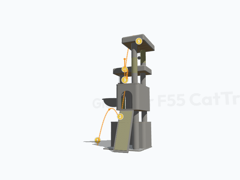 55-inch Cat Tree For Indoor Cats Large Adult 3D Model