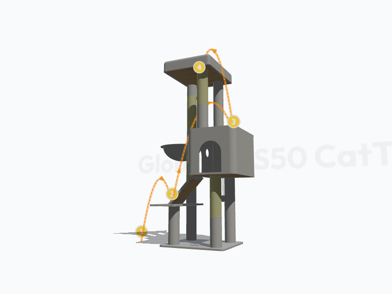 50-inch Cat Tree For Large Cats 3D Model