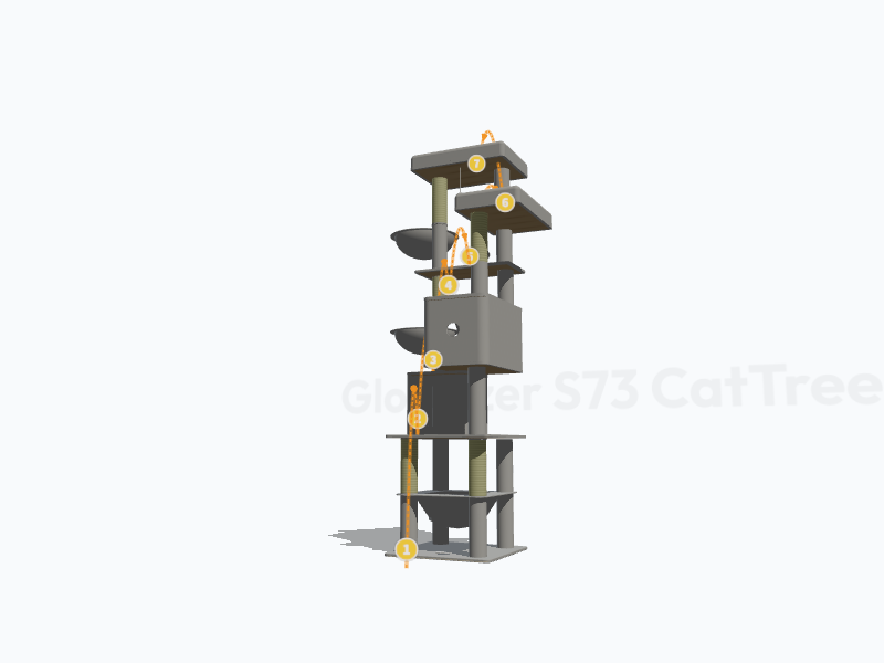 73-inch Cat Tree 3D Model
