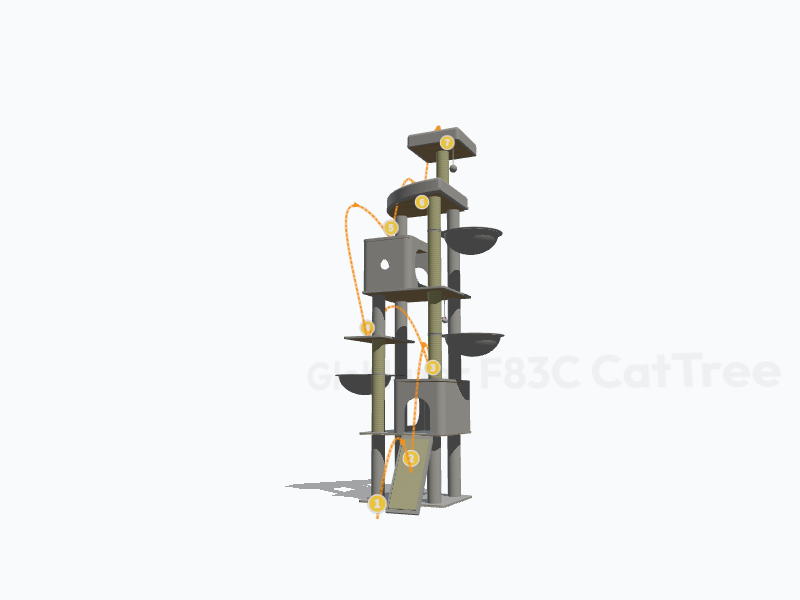 83-inch Cat Tree For Indoor Cats Large Adult 3D Model