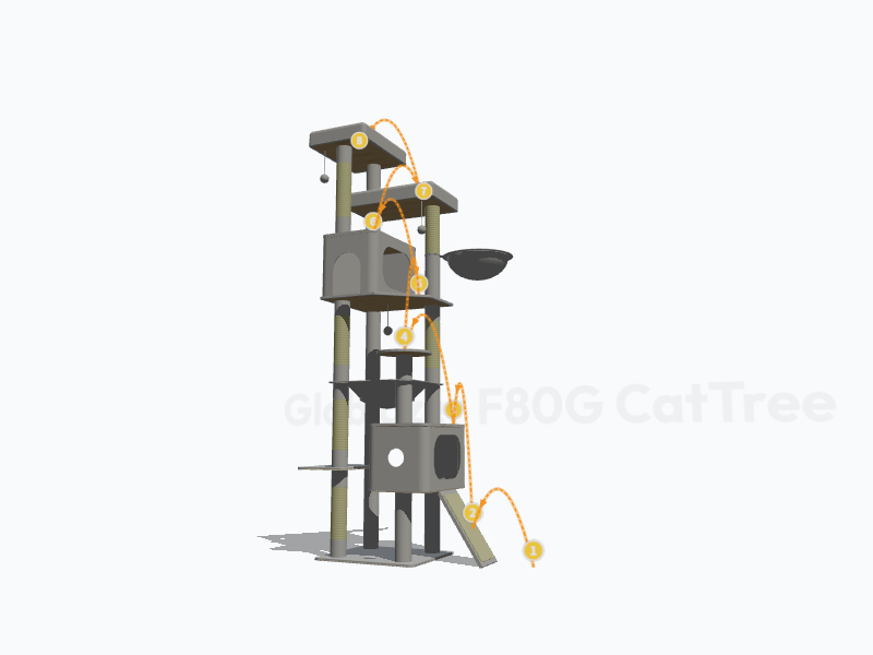 80-inch Tall Cat Tree 3D Model