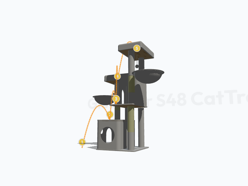 48-inch Cat Tree For Large Cats 3D Model