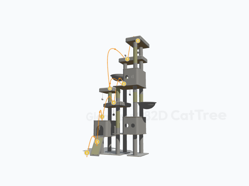 82-inch Heavy Duty Cat Tree 3D Model