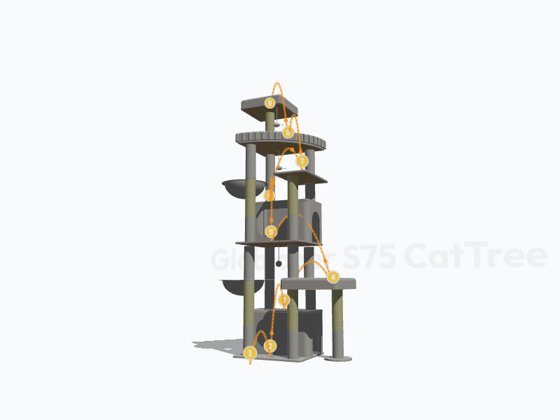 75-inch Cat Tree Tower 3D Model
