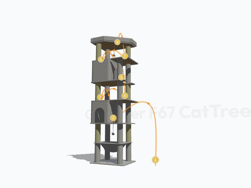 67-inch Cat Tree 3D Model