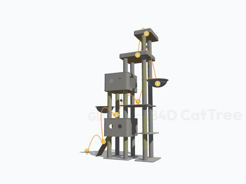 84-inch Tall Cat Tree 3D Model
