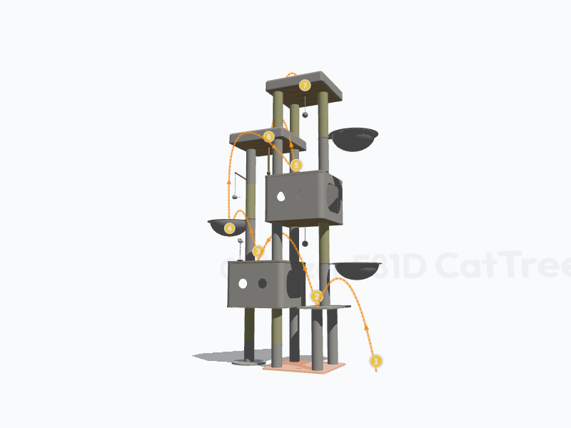 81-inch Tall Cat Tree 3D Model