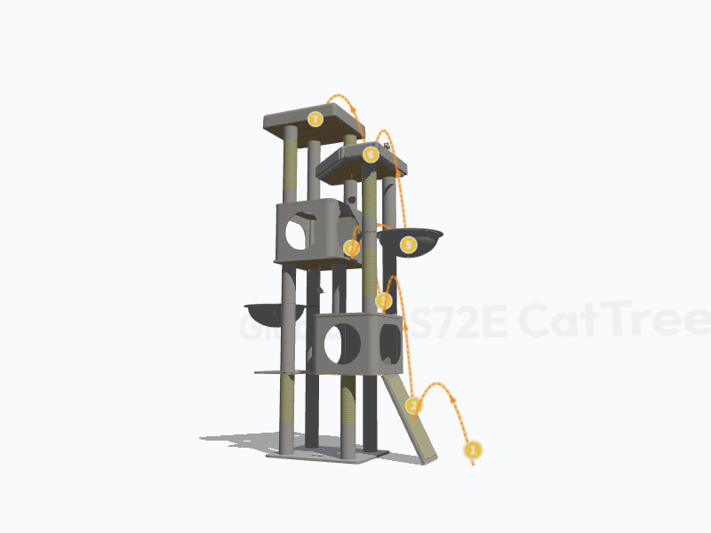 72-inch Cat Tree For Large Cats 3D Model