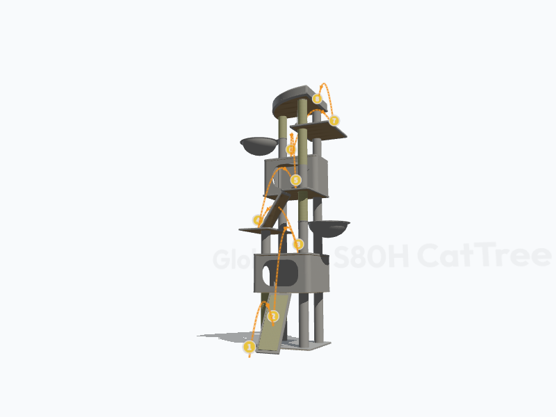 80-inch Tall Cat Tree 3D Model