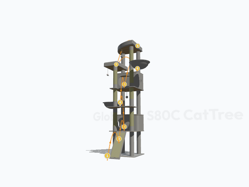 80-inch Tall Cat Tree 3D Model