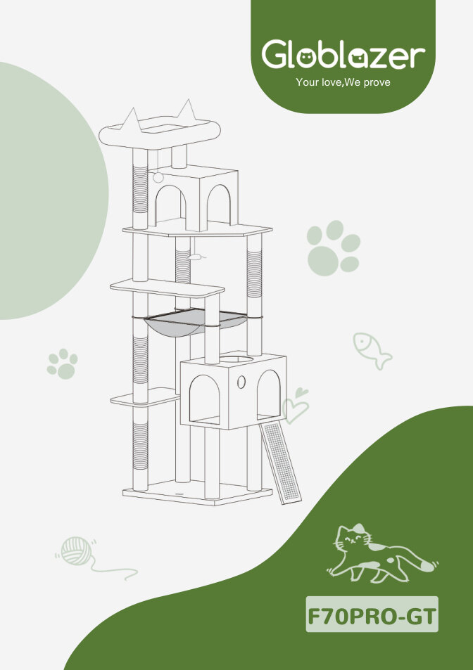 Cover of the Globlazer F70-Pro-GT Cat Tree Assembly Manual PDF