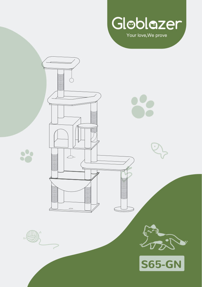 Cover of the Globlazer S65-GN Cat Tree Assembly Manual PDF