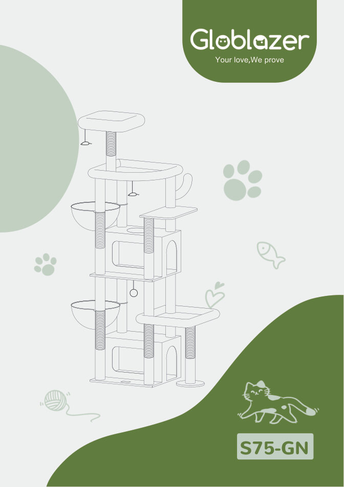 Cover of the Globlazer S75-GN Cat Tree Assembly Manual PDF