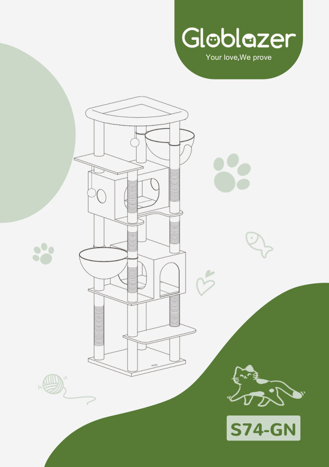 Cover of the Globlazer S74-GN Cat Tree Assembly Manual PDF