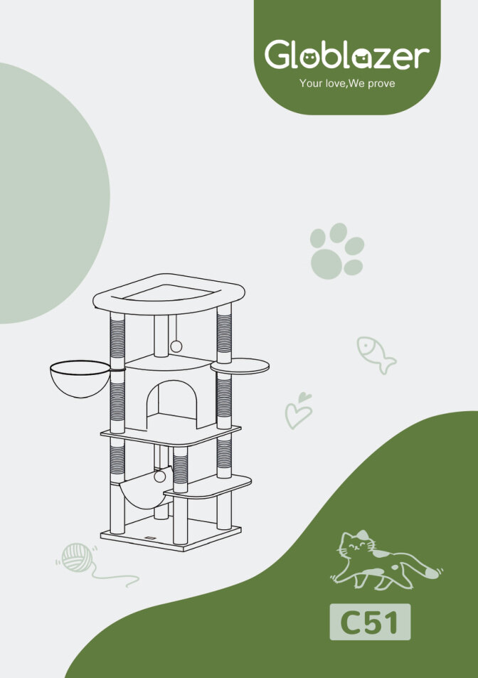 Cover of the Globlazer C51 Cat Tree Universal Assembly Manual PDF