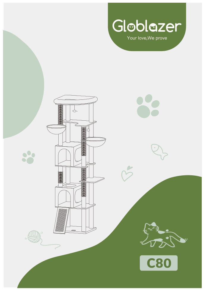 Cover of the Globlazer C80 Cat Tree Universal Assembly Manual PDF