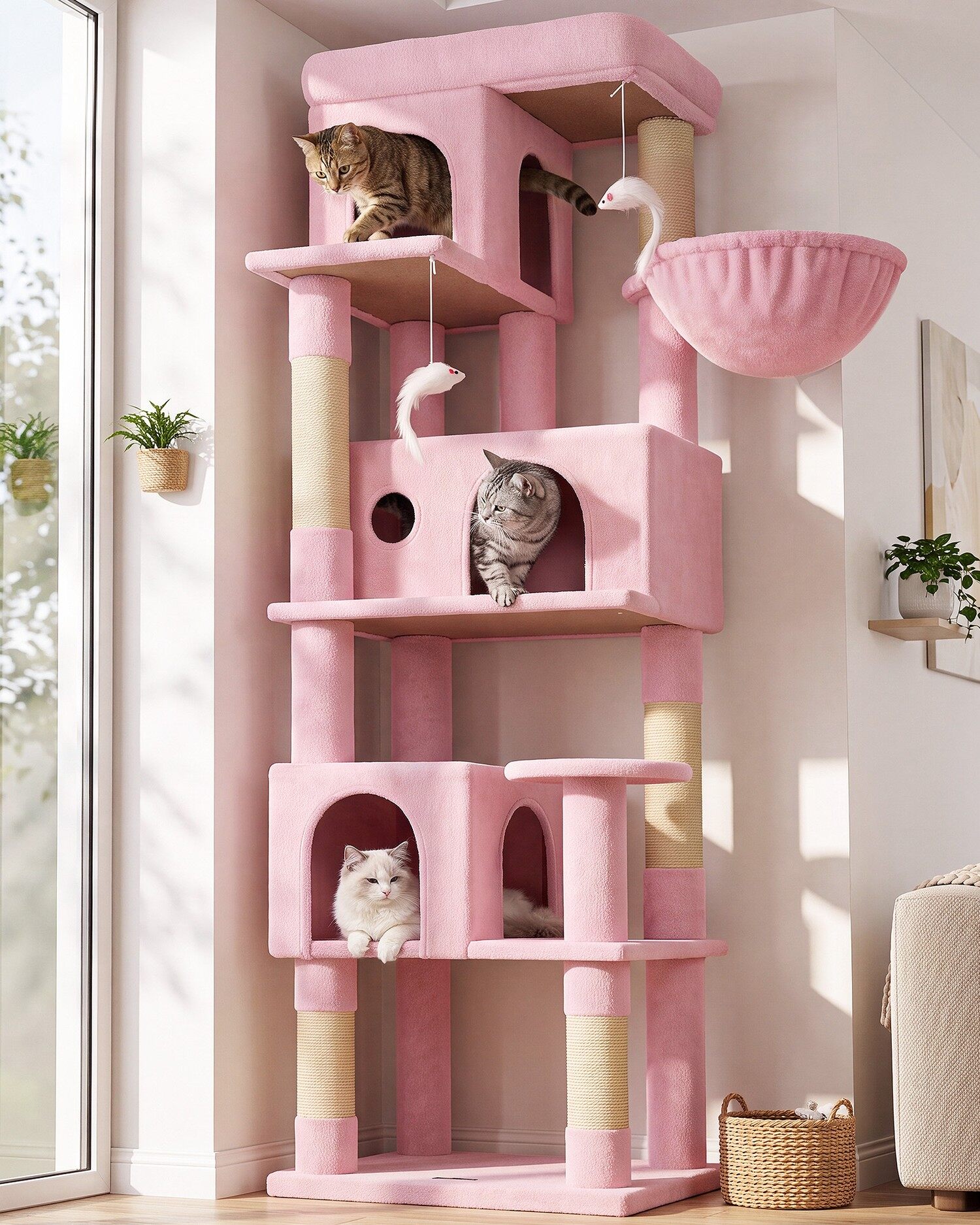 F66 Ecke Kratzbaum (Pink, ca. 165 cm)