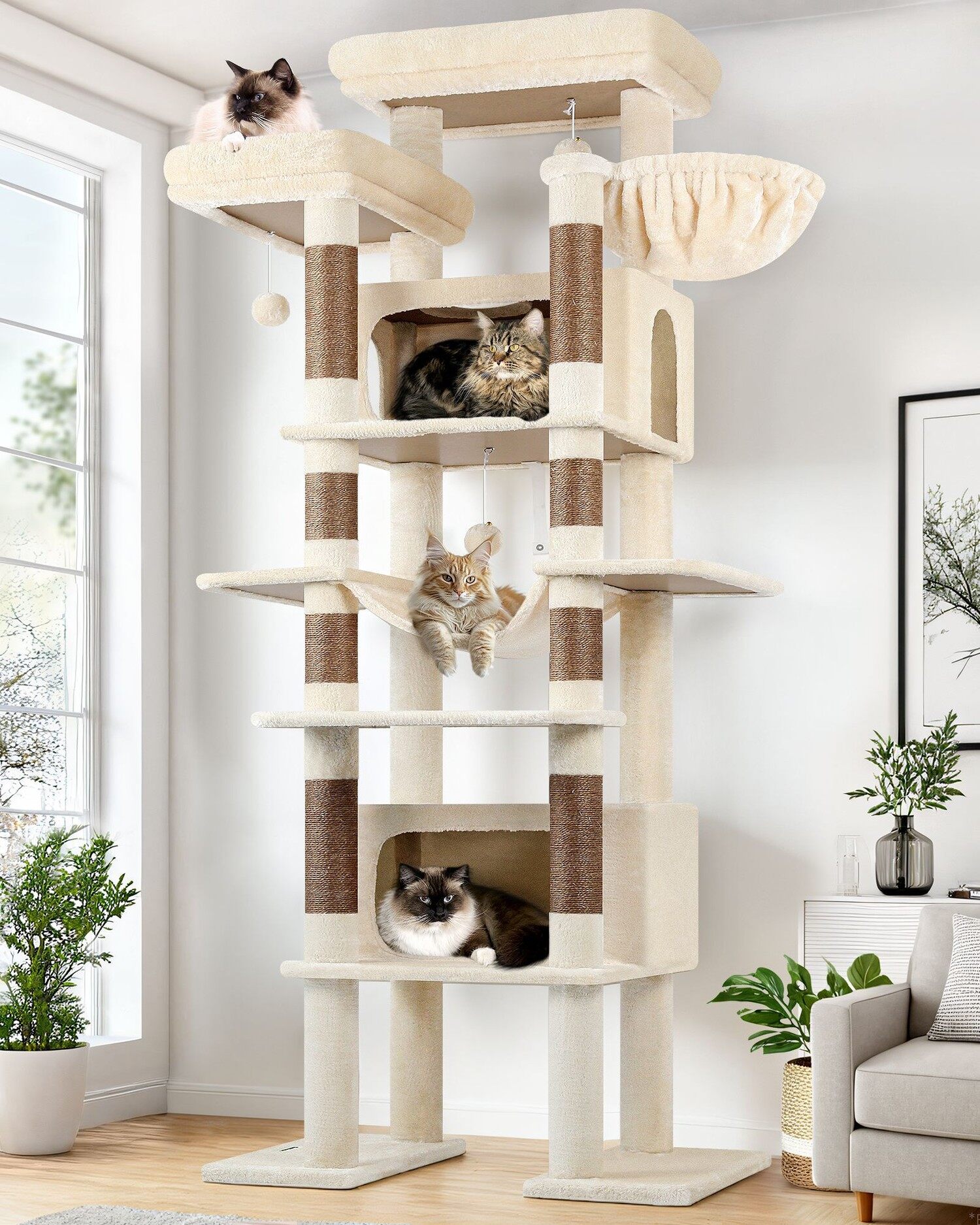 F83B Kratzbaum Groß (Beige, ca. 210 cm)