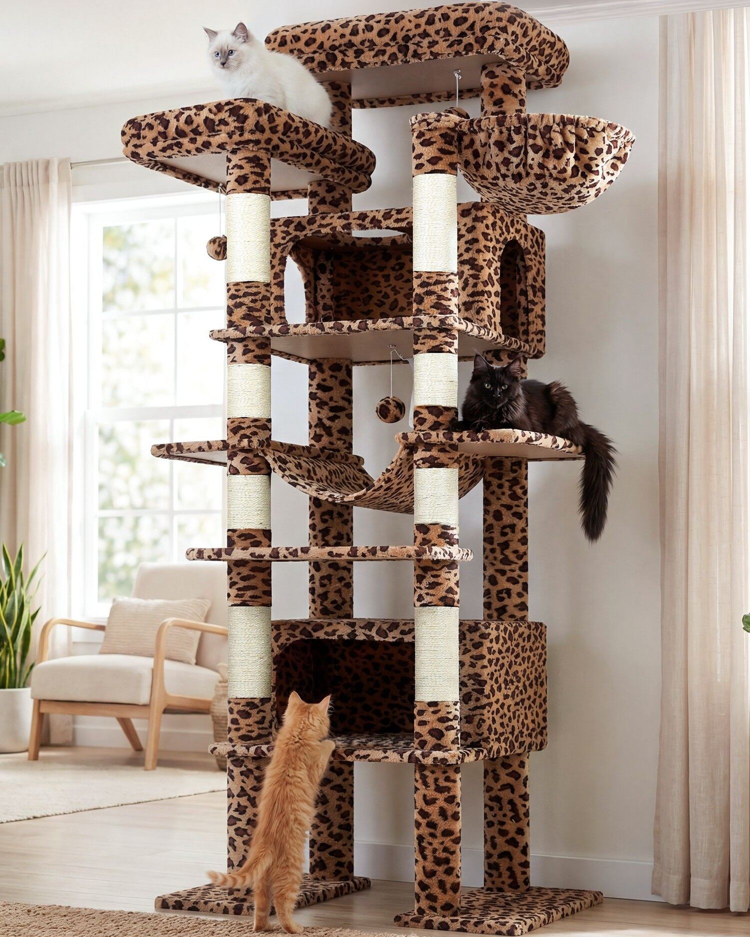 F83B Kratzbaum Groß (Leopardenmuster, ca. 210 cm)