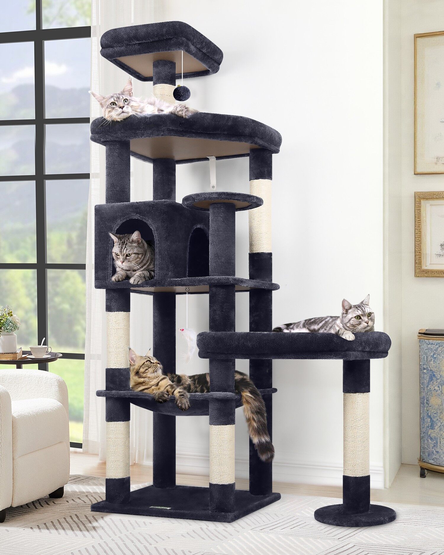 S65 Kratzbaum Maine Coon (Dunkelgrau, ca. 165 cm)