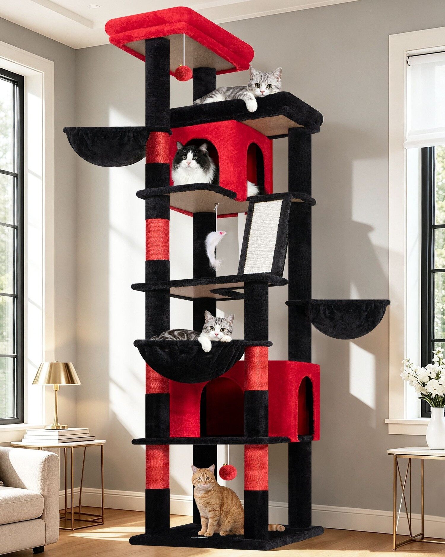 S80G Kratzbaum Groß (Gotisch Rot-Schwarz, ca. 200 cm)