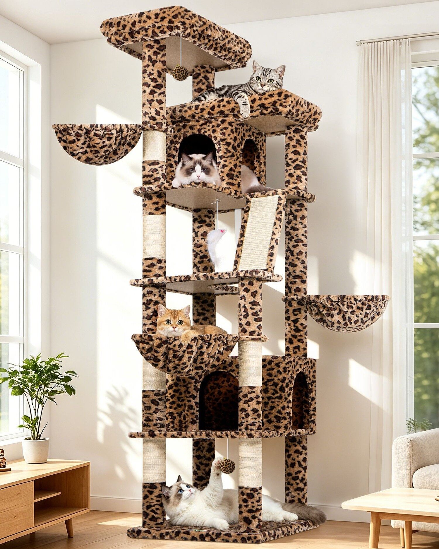 S80G Kratzbaum Groß (Leopardenmuster, ca. 200 cm)