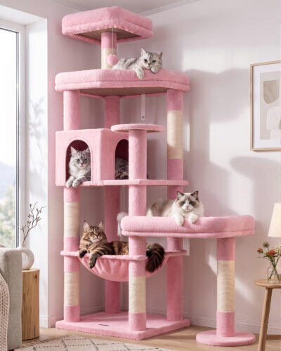 S65 Heavy Duty Cat Tree (Pink, 65-inch)