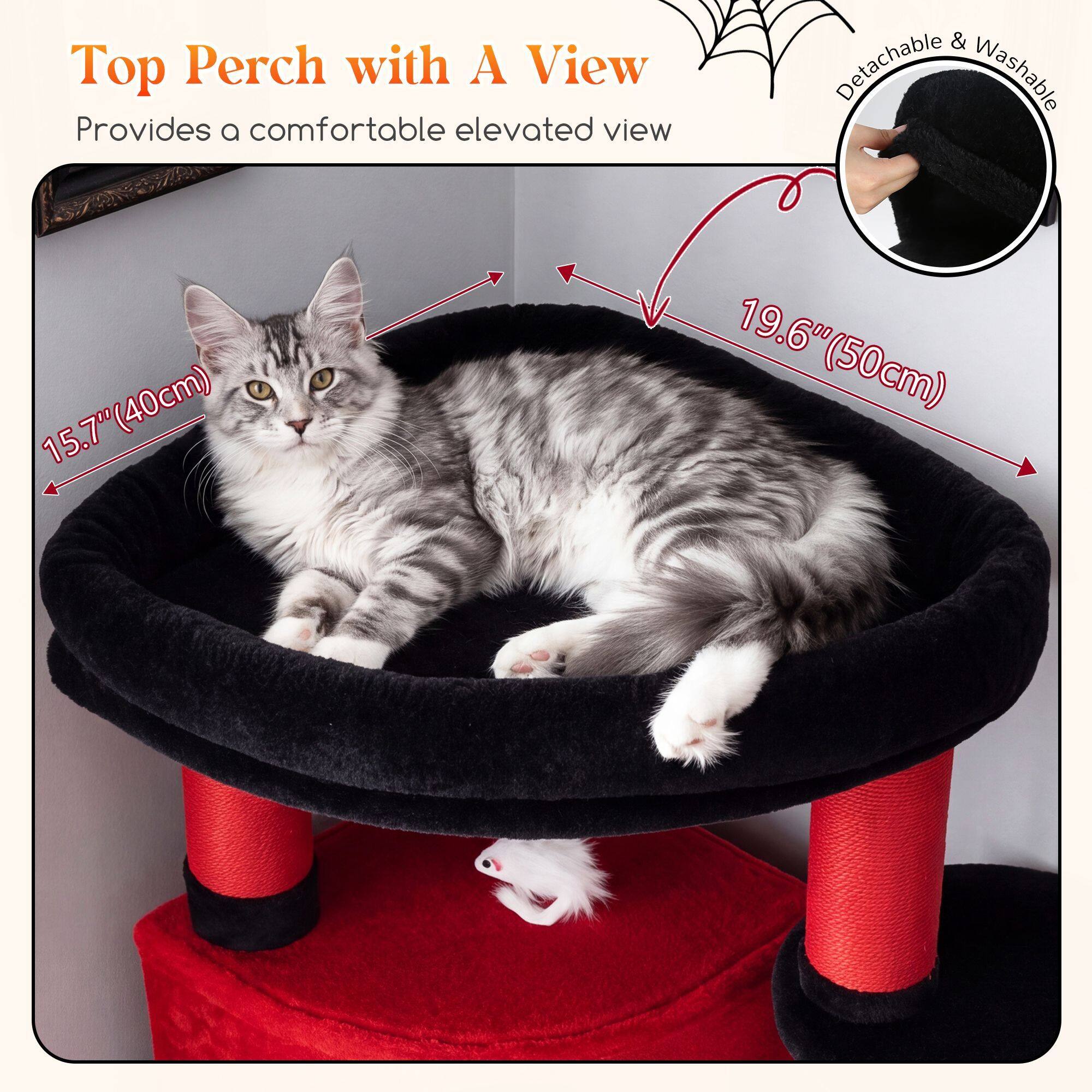 C68 Corner Cat Tree (Gothic Red Black, 68-inch)