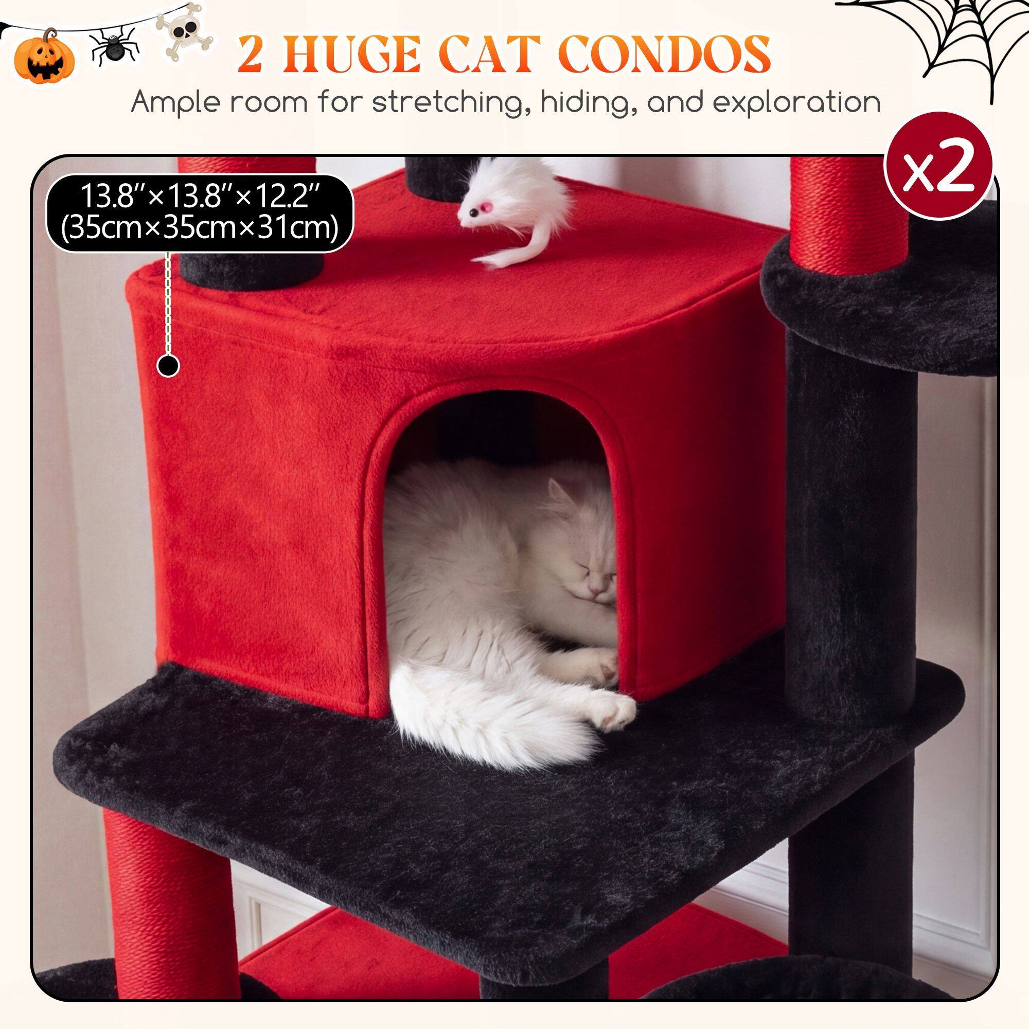 C68 Corner Cat Tree (Gothic Red Black, 68-inch)