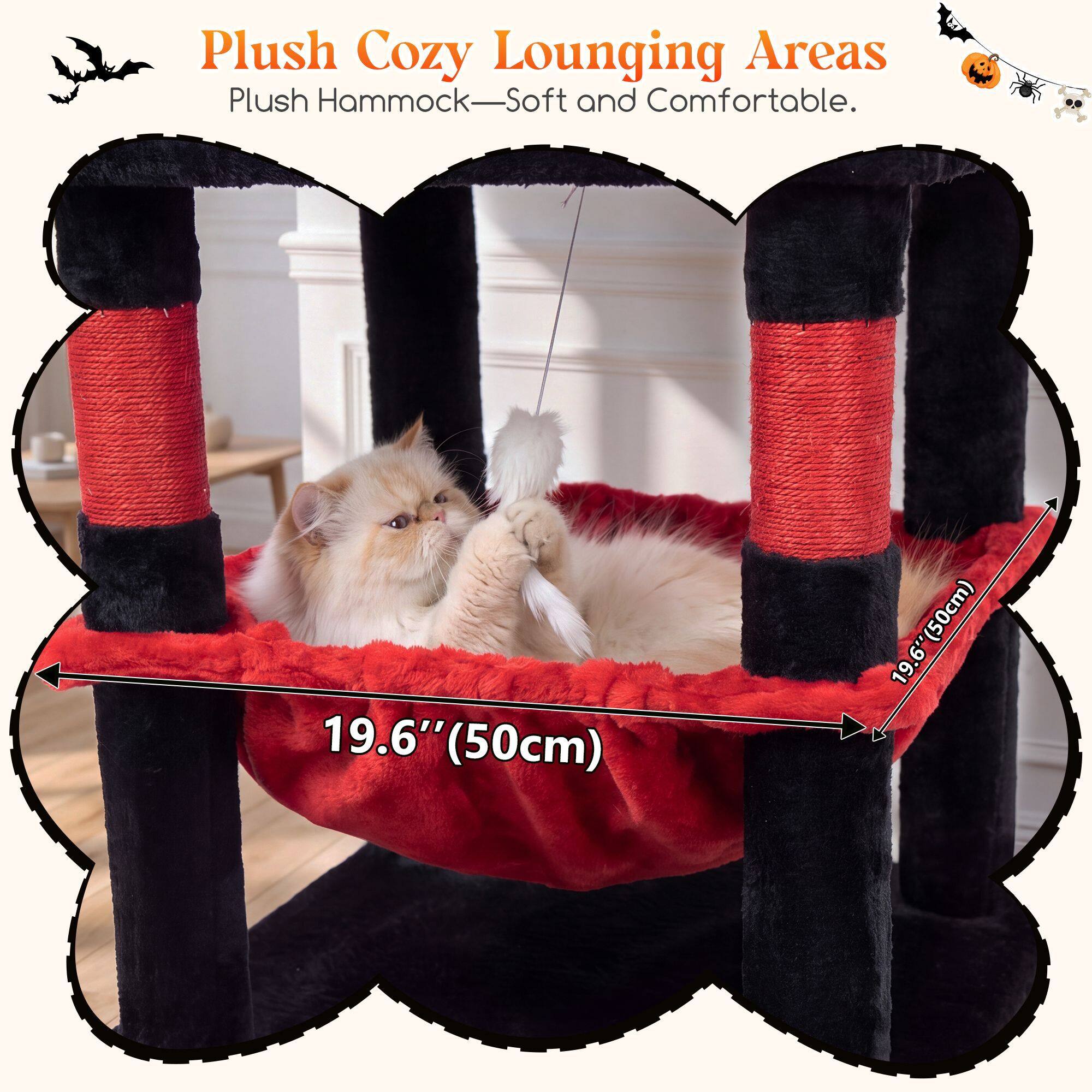 C68 Corner Cat Tree (Gothic Red Black, 68-inch)
