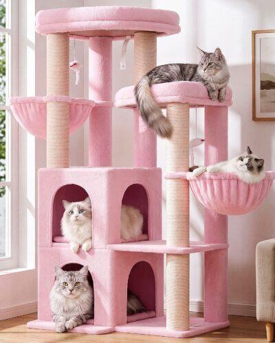 S63 Cat Tree For Large Cats (Pink, 63-inch)