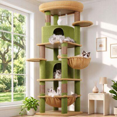 C68 Corner Cat Tree (Cactus Green, 68-inch)