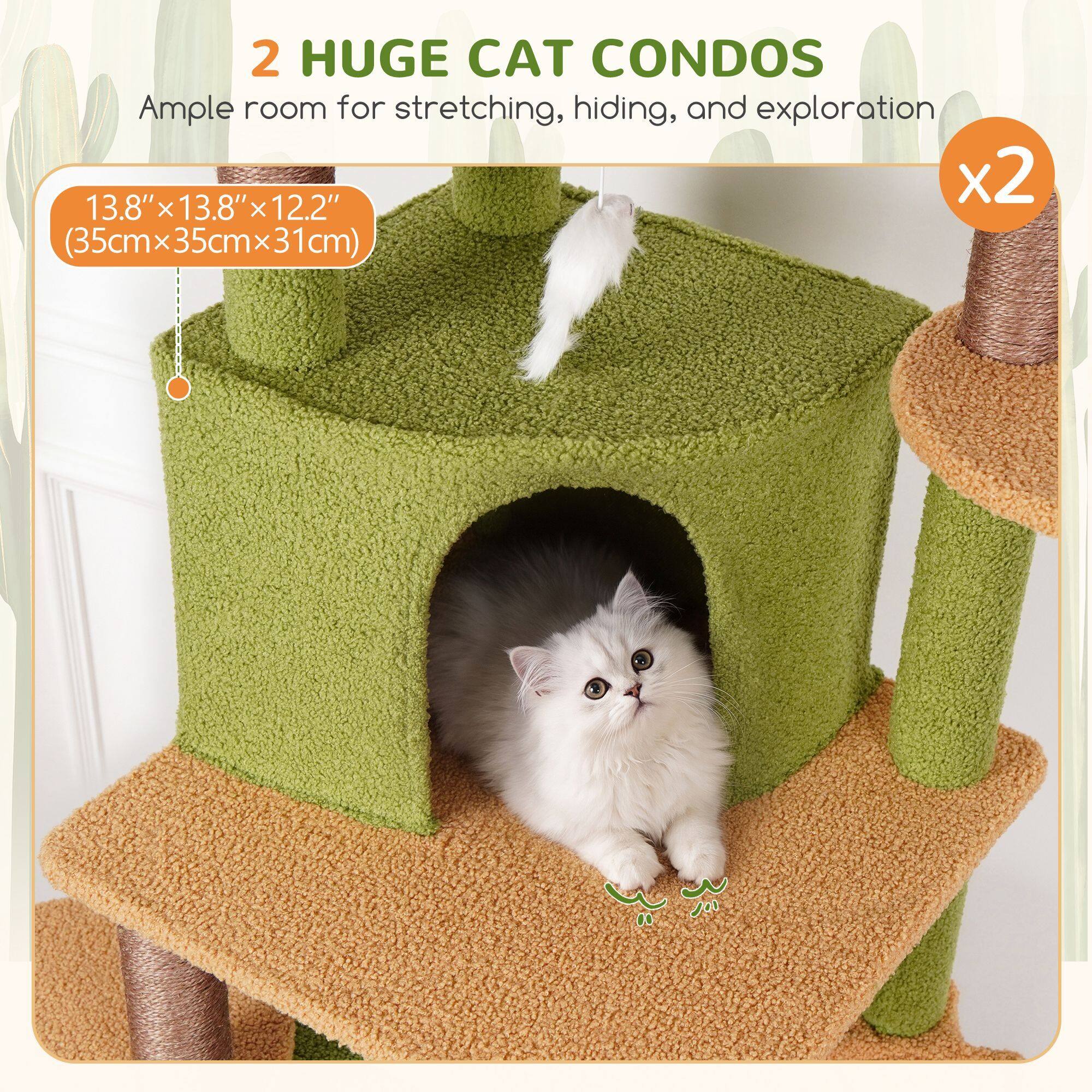 C68 Corner Cat Tree (Cactus Green, 68-inch)