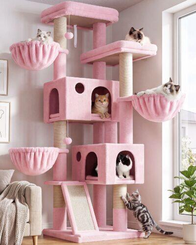 F72G Cat Tree For Large Cats (Pink, 72-inch)