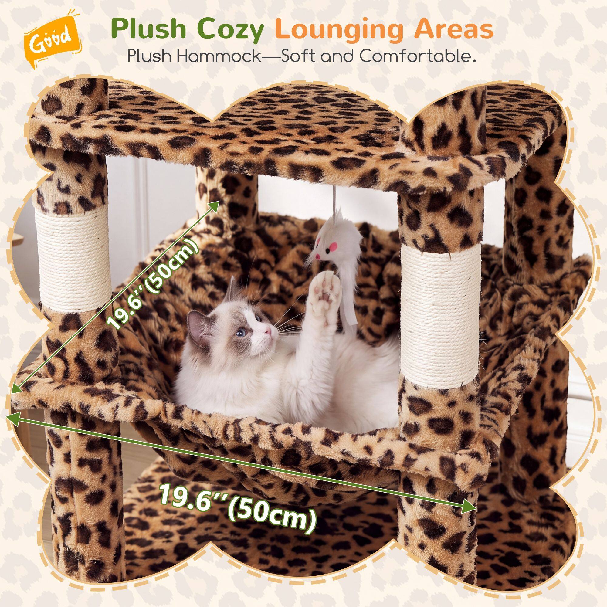 C68 Corner Cat Tree (Leopard Print, 68-inch)