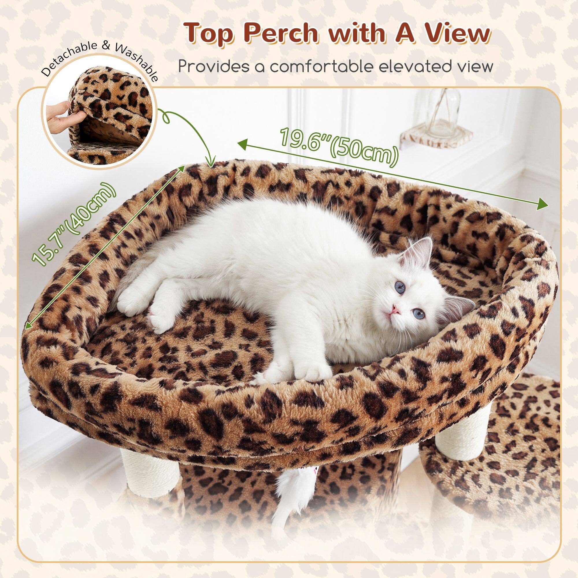 C68 Corner Cat Tree (Leopard Print, 68-inch)
