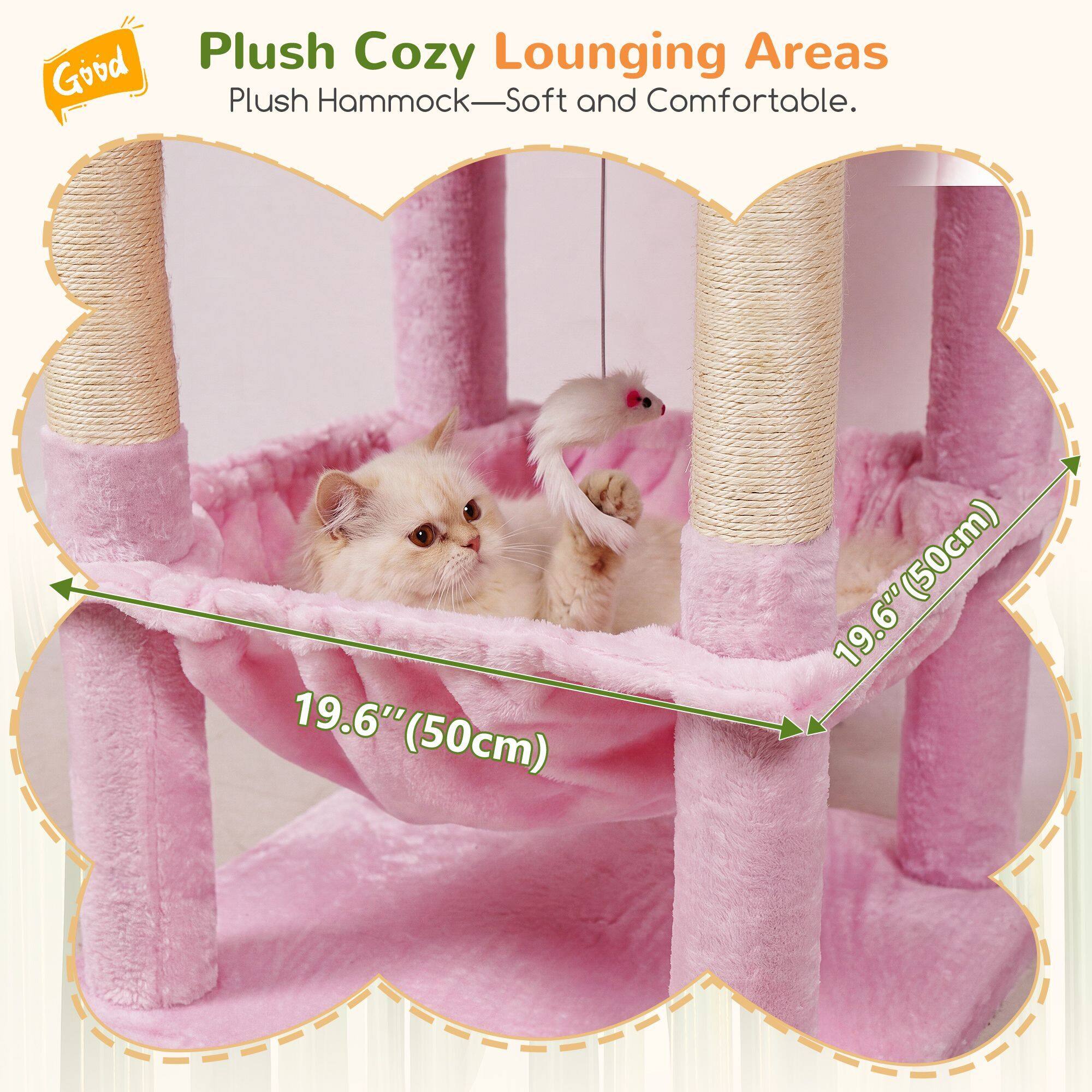 C68 Corner Cat Tree (Pink, 68-inch)