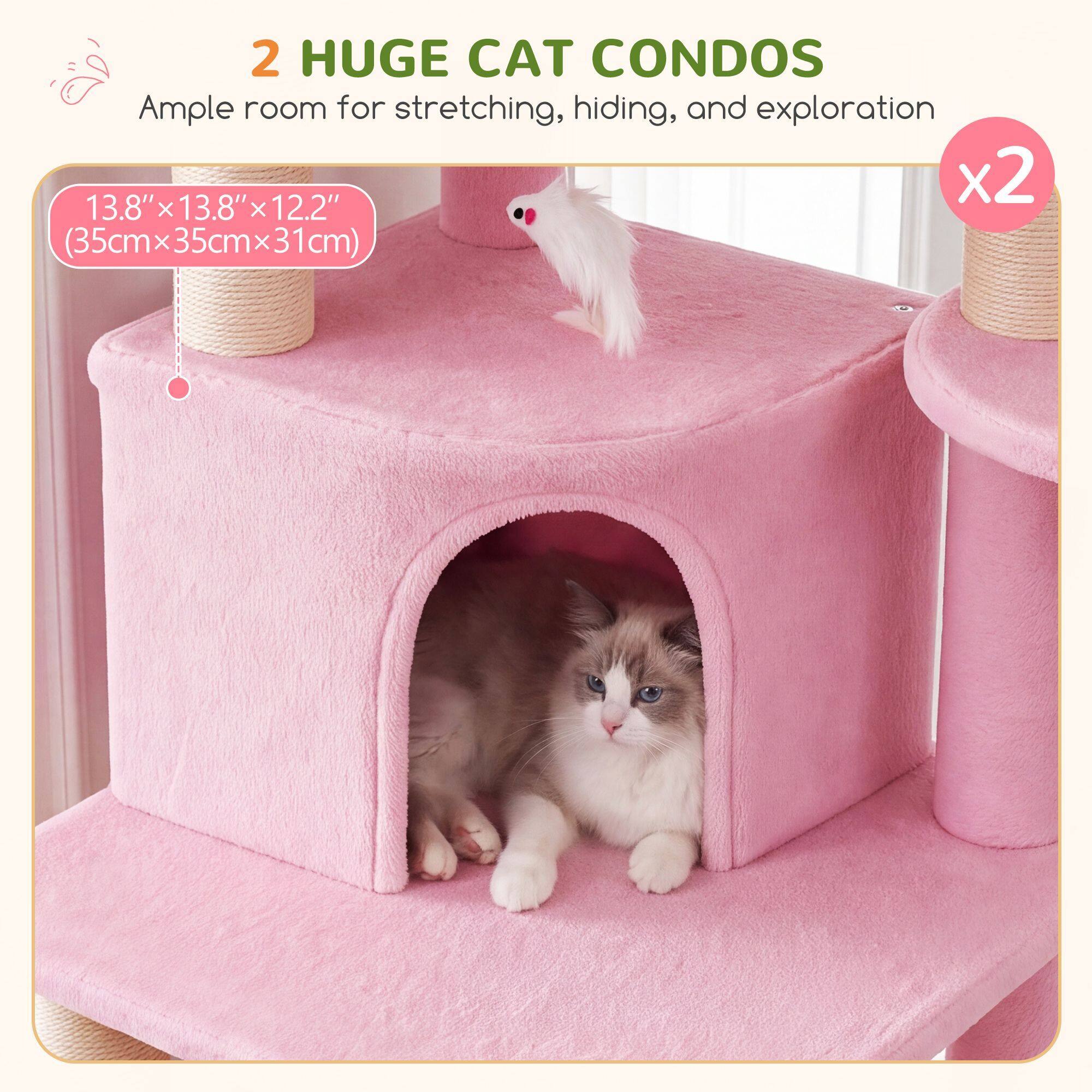 C68 Corner Cat Tree (Pink, 68-inch)