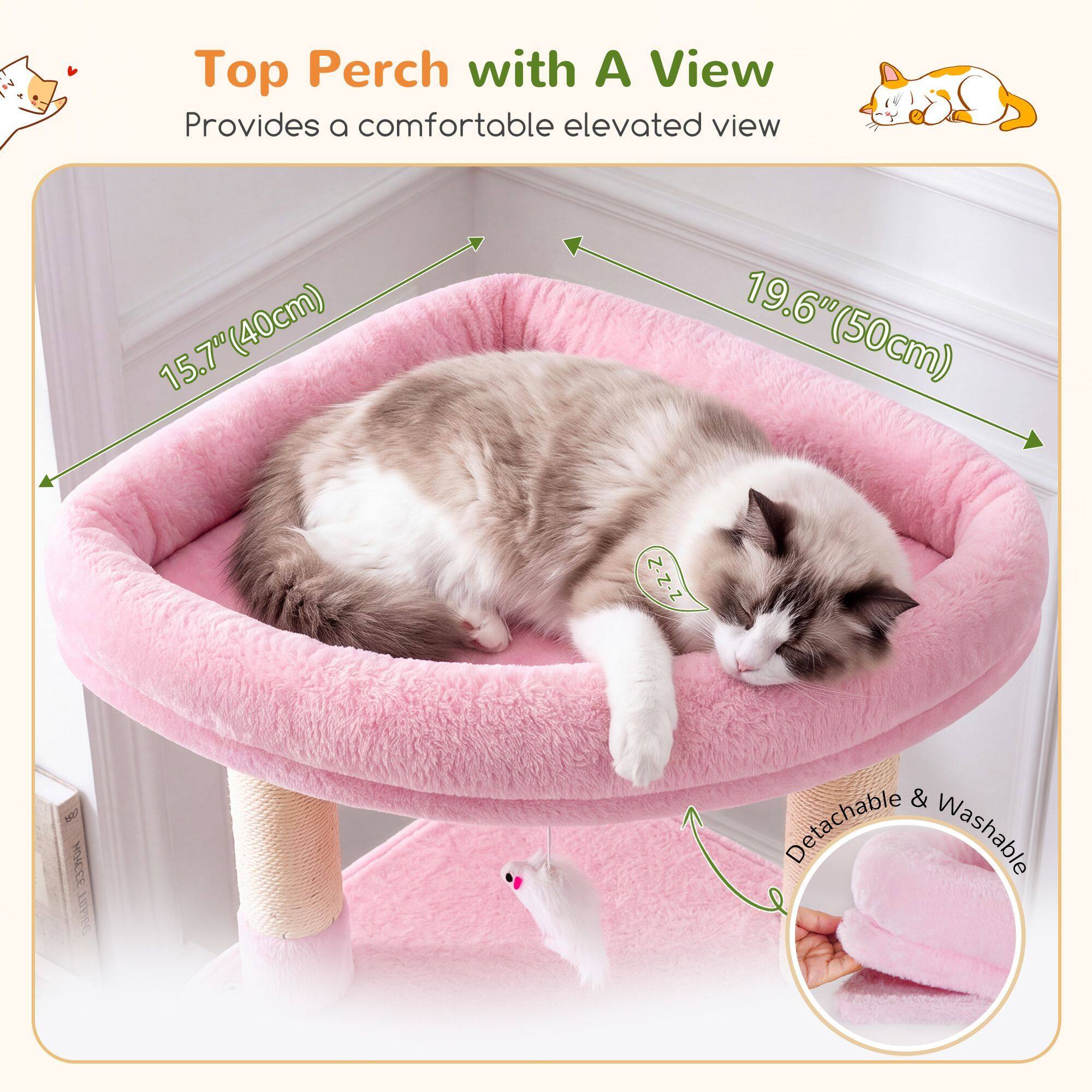 C68 Corner Cat Tree (Pink, 68-inch)