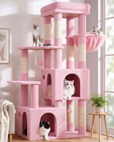 F61 Heavy Duty Cat Tree (Pink, 61-inch)
