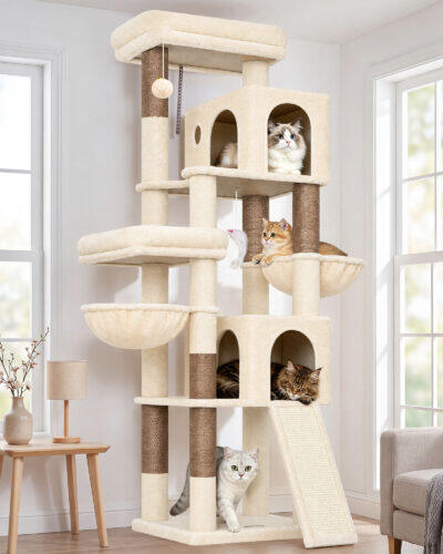F72H Cat Tree Tower (Beige,72-inch)