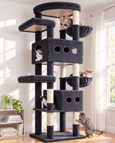 Globlazer 84in Tall Multi-Level Cat Tree Tower for Indoor Cats Large Adult