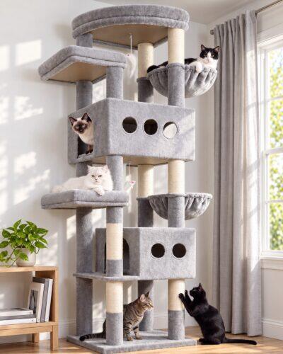 Globlazer 84in Tall Multi-Level Cat Tree Tower for Indoor Cats Large Adult