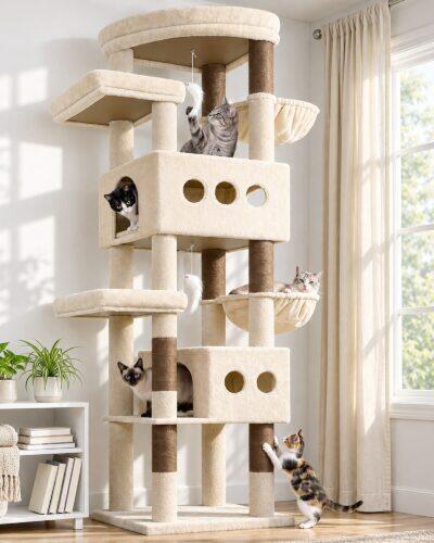 Globlazer 84in Tall Multi-Level Cat Tree Tower for Indoor Cats Large Adult