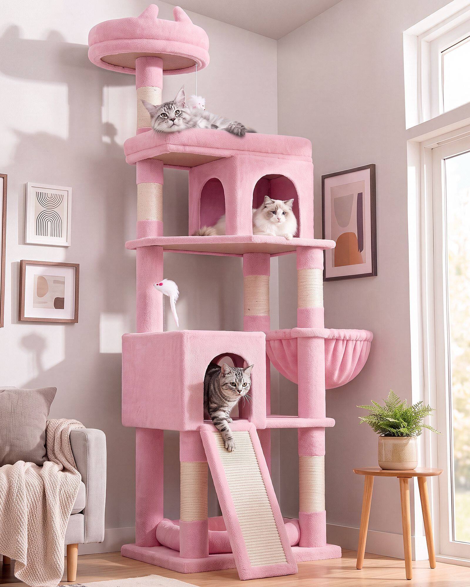 S72 Heavy Duty Cat Tree (Pink, 72-inch)