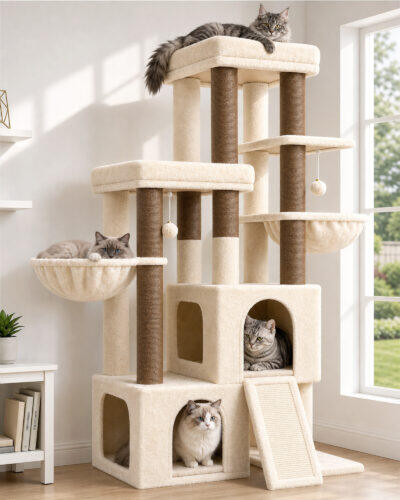 S62 Cat Tower (Beige, 62-inch)