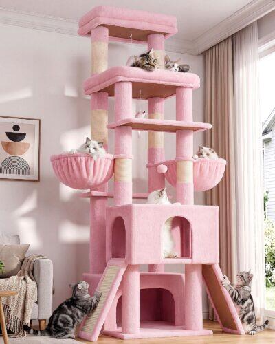 Z78 Tall Cat Tree (Pink, 78-inch)