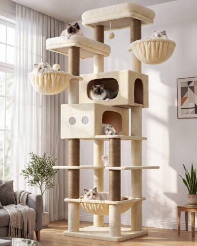 Globlazer 81in Extra Large Cat Tree for Large Cats, F81E, Beige