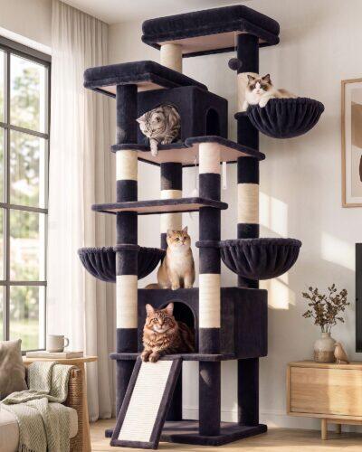 F80J Extra Large Cat Tree (Dark Grey, 80-inch)
